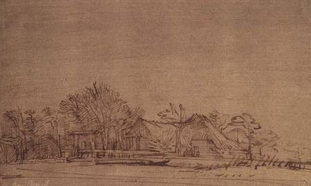 Winter Landscape with Cottages among Trees from Rembrandt van Rijn