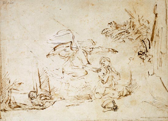 The Angel Appears to Hagar and Ishmael in the Wilderness from Rembrandt van Rijn