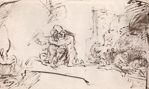 Christ on the Mount of Olives (pen, brush and from Rembrandt van Rijn