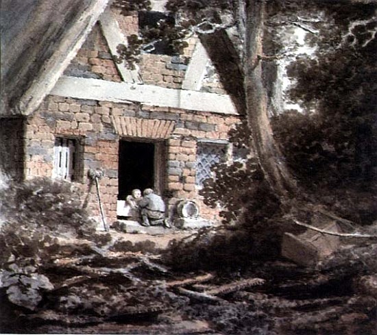 Scene at a Cottage Door (watercolour) from Rev. William Bree