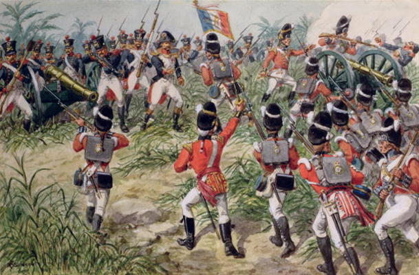The Charge of the 7th Foot Royal Fusiliers, Martinique, 1st February, 1809 from Richard Simkin