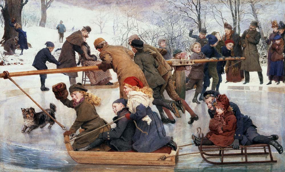 A Merry-Go-Round on the Ice, 1888 (w/c) from Robert Barnes