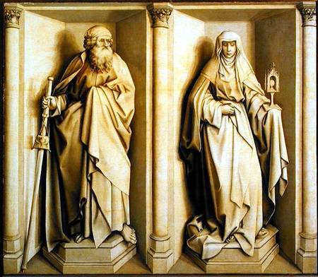 St. James the Great and St. Clare, predella panel from The Nuptials of the Virgin from Robert Campin