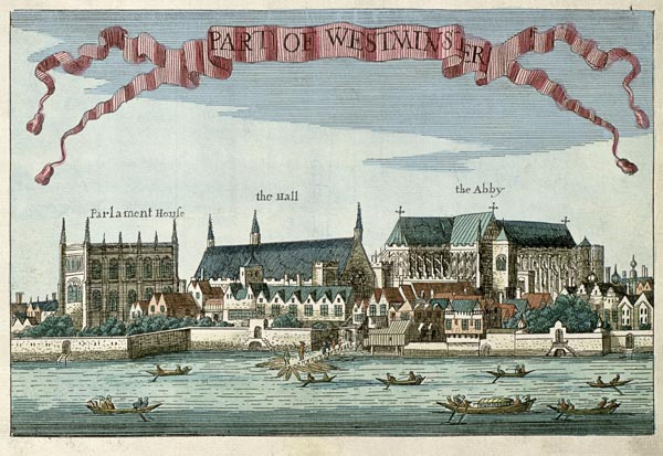 Westminster showing the Abbey, Hall and Parliament House, from ''A Book of the Prospects of the Rema from Robert Morden