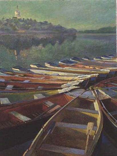 Evening Boats, China (oil on canvas)  from Robert  Tyndall