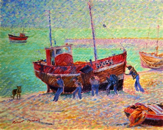 Launching a Fishing Boat, Hastings, Sussex  from Robert  Tyndall