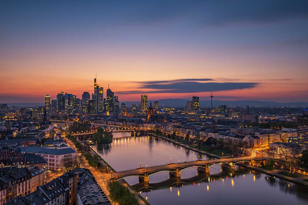 Frankfurt Skyline at sunset from Robin Oelschlegel