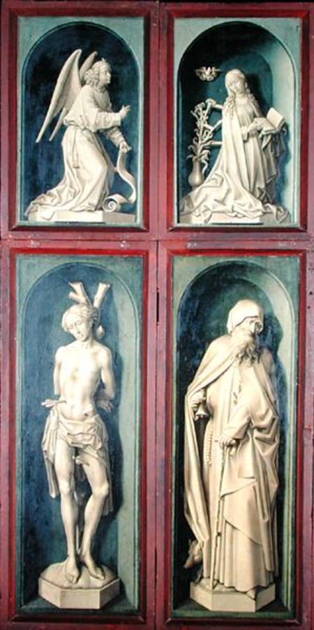 The Annunciation, St. Sebastian and St. Anthony the Great, panels from the reverse of the Last Judge from Rogier van der Weyden