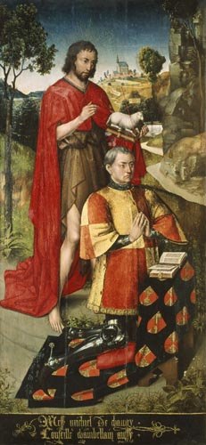 Left panel, from the main altar polyptych, depicting Michel de Changy from Rogier van der Weyden