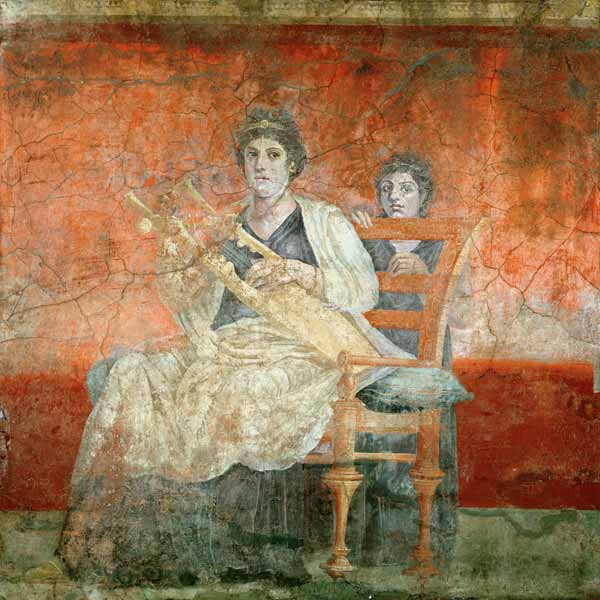 Noblewoman playing a Cithera, from the Boscoreale Villa, Pompeii from Roman