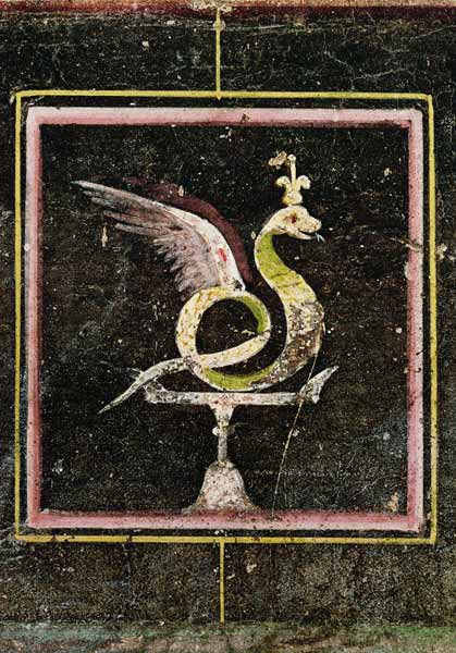 A Winged Serpent, detail from a tablinum decorated with egyptian style paintings from Roman