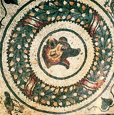 Bear's Head, Roman mosaic, early 4th century (mosaic) from Roman