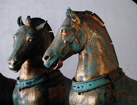 The Four Horses of San Marco, detail of two of the horses, removed from the exterior in 1979 from Roman