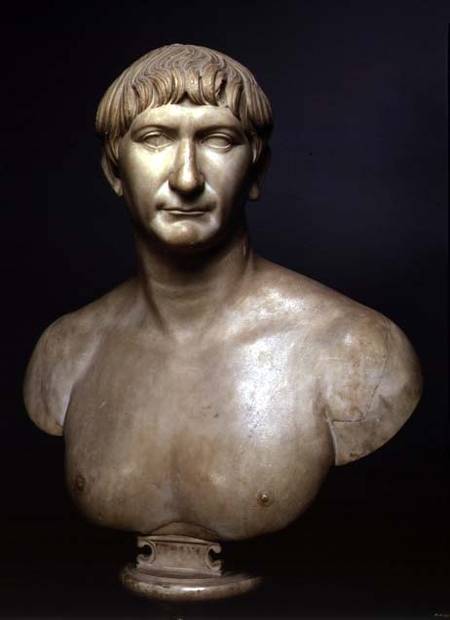 Portrait bust of emperor Trajan (53-117 AD) 1st-2nd century AD from Roman