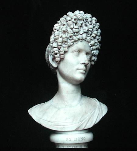 Portrait bust of a Roman woman at the ti - Roman as art print or