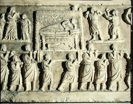 Relief depicting a funeral scene from Roman