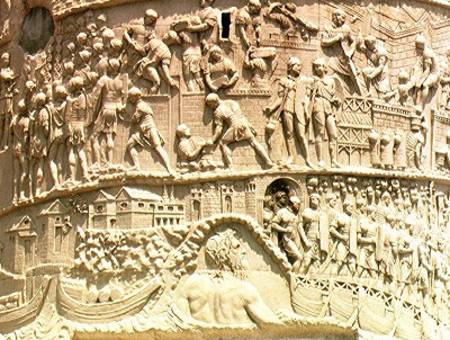 The Roman army crossing the Danube, detail from Trajan's Column from Roman