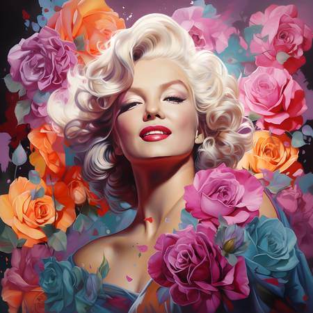 Marilyn mit Rosen - Pop Art