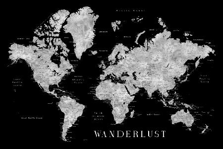 Baibah world map with cities, Wanderlust