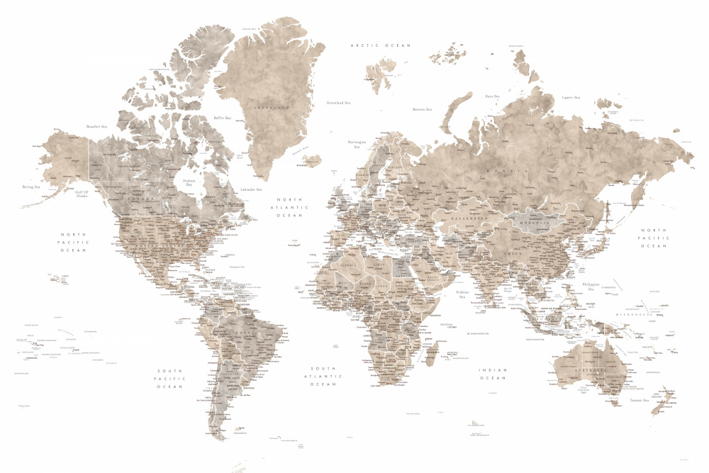 Detailed world map with cities, Abey from Rosana Laiz Blursbyai