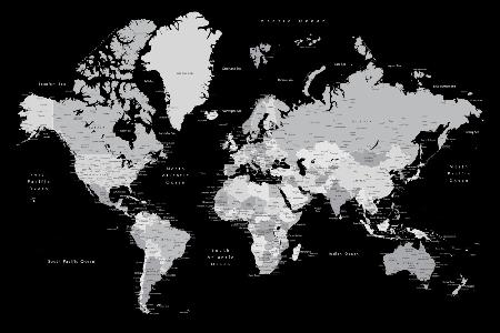 Gray world map with cities, Joseph