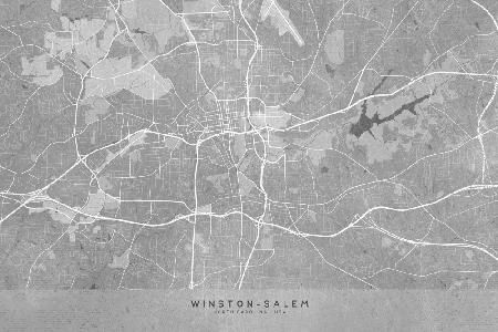 Map of Winston Salem (NC, USA) in gray vintage style