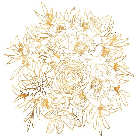 Nanette line art bouquet in gold