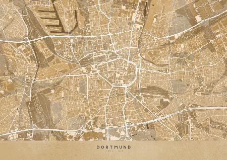 Sepia vintage map of Dortmund Germany