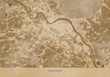 Sepia vintage map of Dresden Germany