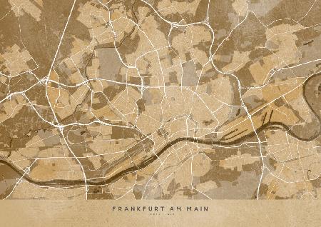 Sepia vintage map of Frankfurt Germany