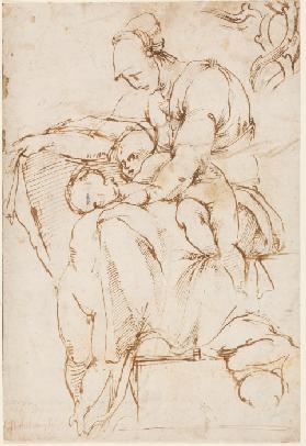 Seated Woman with Children (Caritas); branches at top right