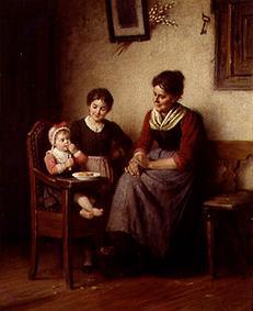 Mother with two children in the farmhouse parlour from Rudolf Epp