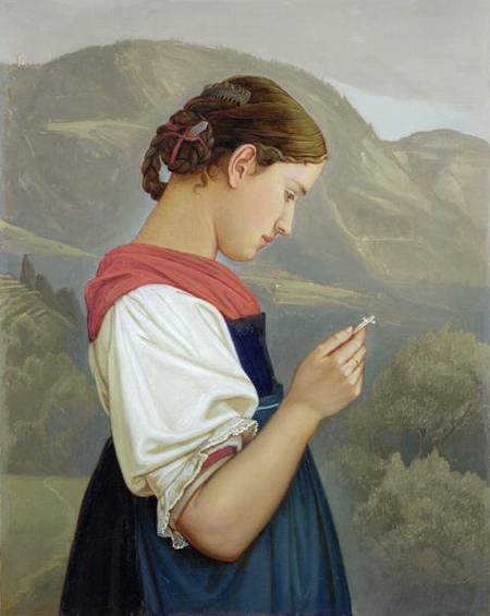 Tyrolean Girl Contemplating a Crucifix from Rudolf Friedrich Wasmann