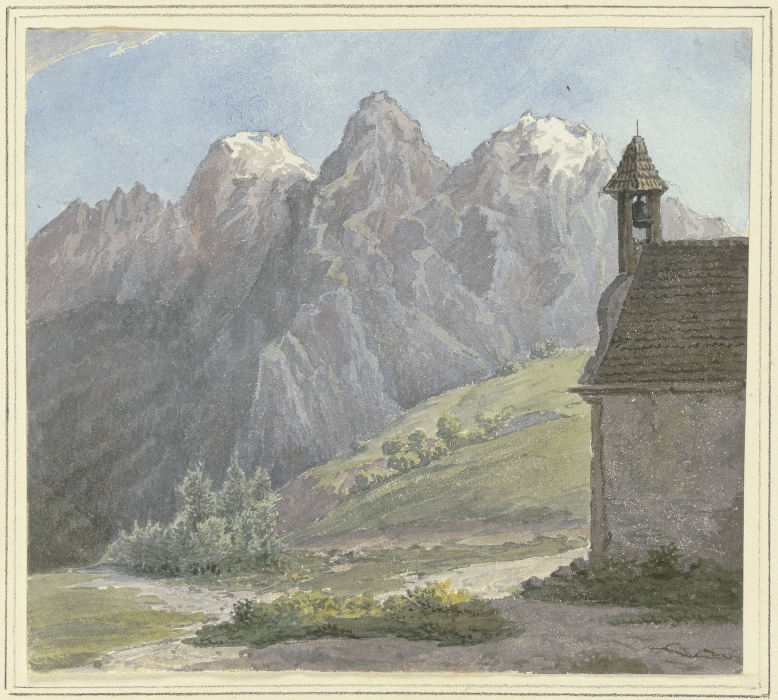 Berggipfel in den Alpen, vorne eine Kapelle from Rudolf Maria Bernhard von Stillfried-Alcantara
