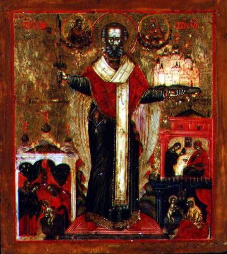 Saint Nicholas of Mozhaisk with scenes from his life from Russian
