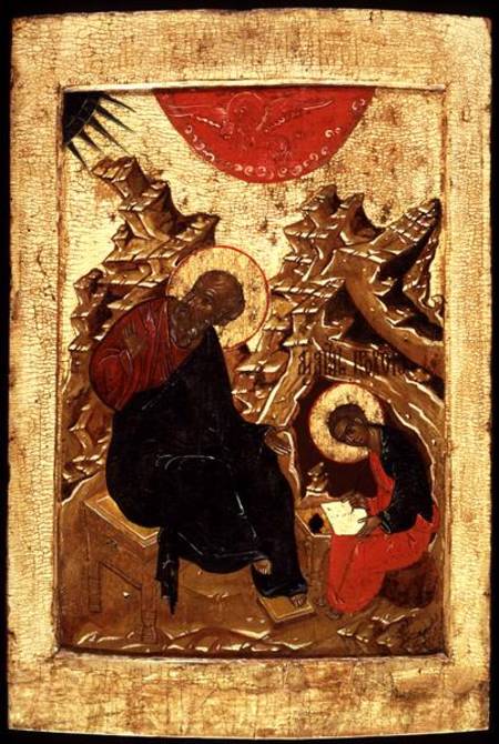 Icon of St. John the Evangelist and his Disciple Prokhor from Russian School