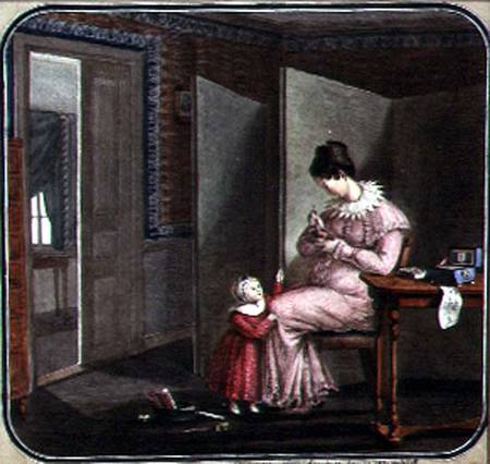 Mother and Child in an Interior from Russian School