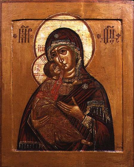 Mother of God of Vladimir, icon from north western Russia from Russian School