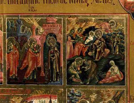 The Resurrection and Descent into Hell, detail from The Margin of the Feasts depicting the Annunciat from Russian School