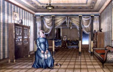 A Spinster in a Neo-Classical Sitting Room Interior from Russian School