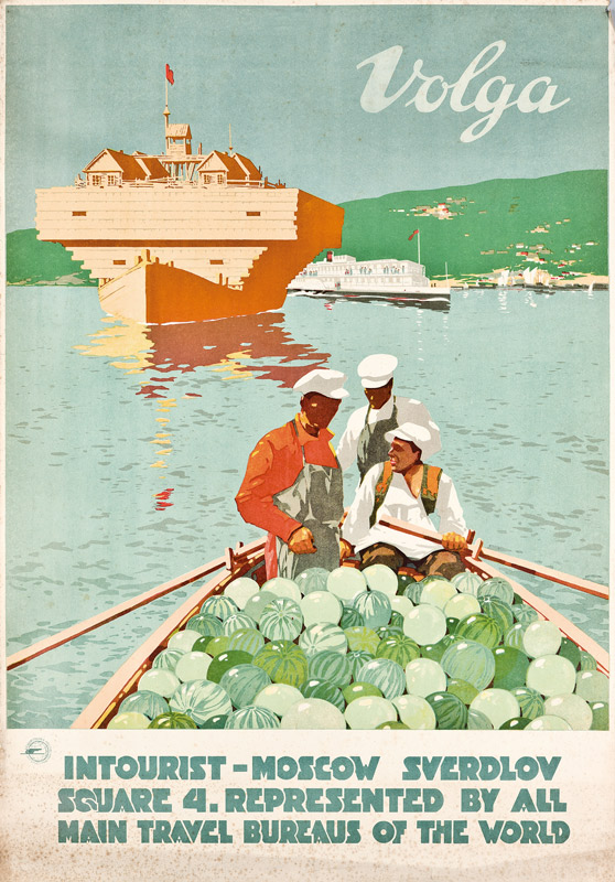 Poster for the Russian travel agency 'Intourist' advertising Volga from Russian School, (20th century)