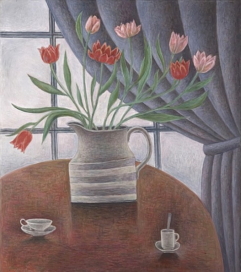 Tulips, Curtain, Cups, 2002 (oil on canvas)  from Ruth  Addinall