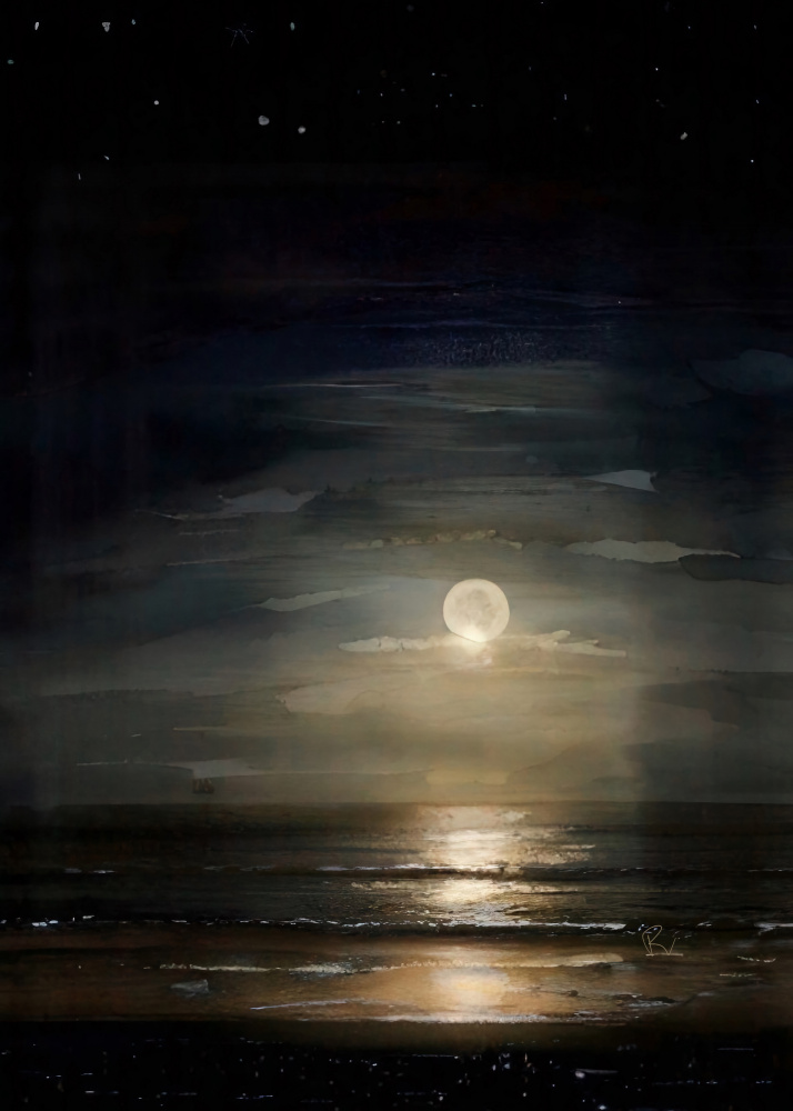 Full Moon Over Ocean from Ruth Day