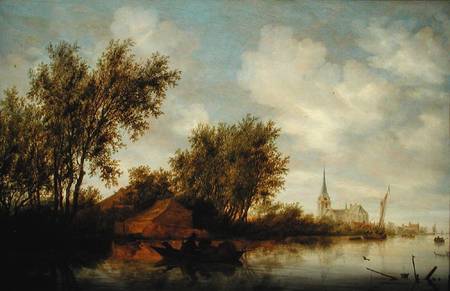 River Landscape with Church from Salomon van Ruysdael