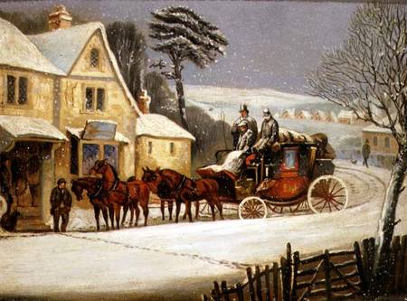Winter Scene with the Royal Mail Halted at an Inn from Samuel Henry Gordon Alken