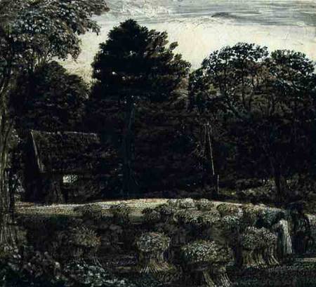 A Cornfield, Shoreham at Twilight  and ink and wash on white from Samuel Palmer