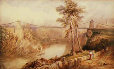 View of the Avon Gorge with the approved design for the Clifton Suspension Bridge from Samuel R.W.S. Jackson
