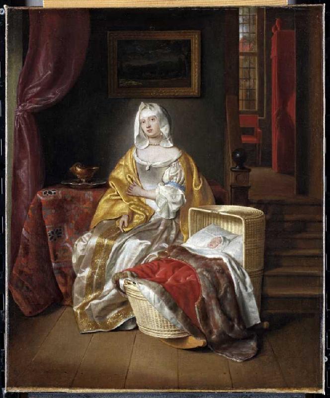 Mutter an der Wiege. from Samuel van Hoogstraten