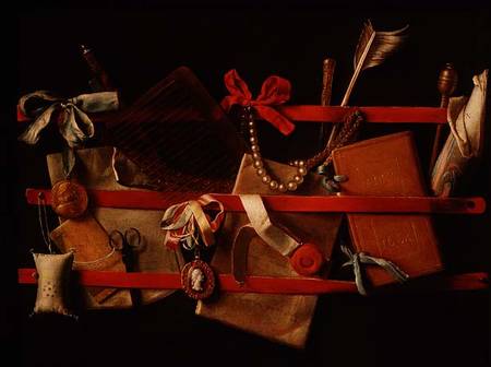 A Trompe L'Oeil of Objects Attached to a Letter Rack from Samuel van Hoogstraten