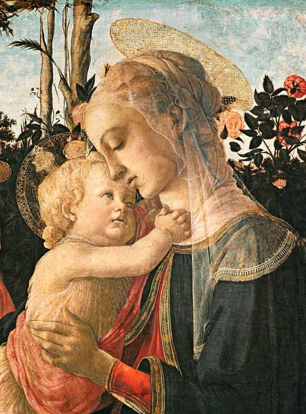 Madonna and Child with St. John the Baptist, detail of the Madonna and Child (detail from 93886) from Sandro Botticelli